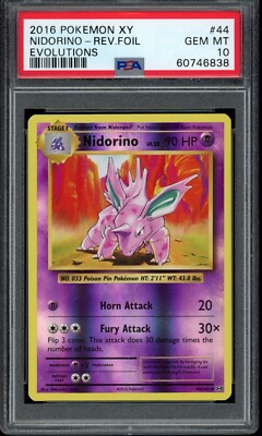 2016 Pokemon XY Evolutions Nidorino Reverse Foil Holo #44 44/108
