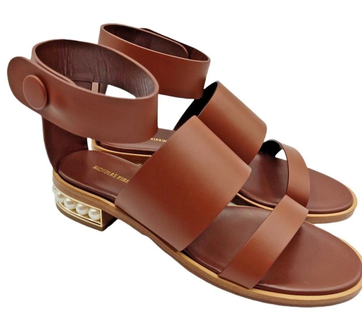nicholas kirkwood casati triple strap sandals tan leather uk size 5 new rrp 460