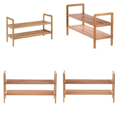 2 Shelf Bamboo Shoe Anti Slip Shelves Optimum Air Flow Lightweight