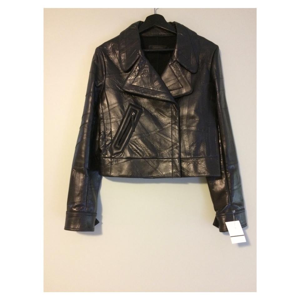 Calvin Klein Collection $3,890 Textured Black Leather Jacket (Size:44IT/8US) image 2