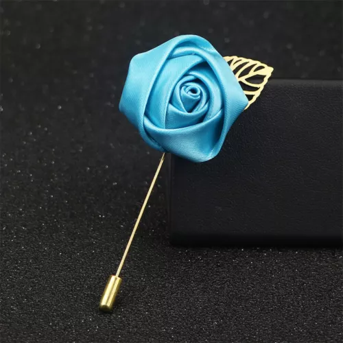 Mens Rose Brooch Flower Brooch Boutonniere Suit Lapel Wedding Pin Tassel Chain - Picture 44 of 95