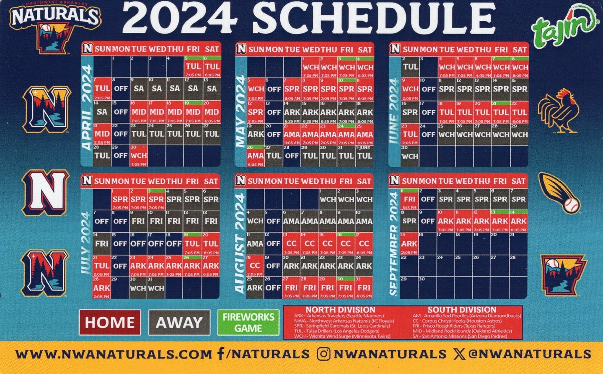 2024-northwest-arkansas-naturals-minor-league-baseball-schedule-magnet-aa-royals-ebay