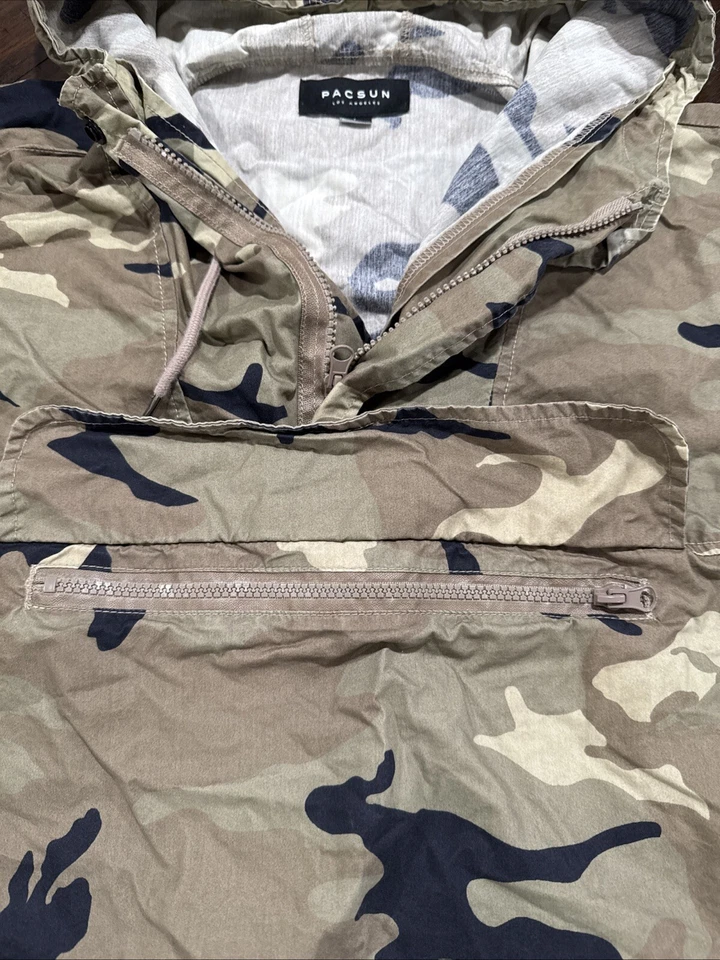 PacSun Men’s Pullover Hooded Quarter-Zip Pullover • Camouflage • Large - Image 3 of 4
