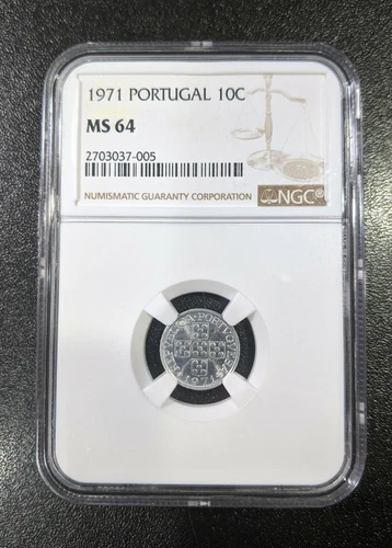 1971 MS64 Portugal 10 Centavos KM 594 NGC UNC Aluminum Coin 