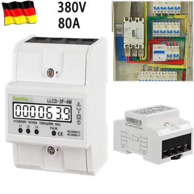 SEAILKA Zweirichtungs Drehstromzähler mit 380V für DIN Hutschiene Stromzähler 80A