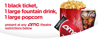 Buy 1 AMC Black Movie Ticket, 1 Large Drink & 1 Large Popcorn 🔥SAME DAY DELIVERY🔥