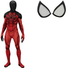 Upgraded Scarlet Spiderman Jumpsuit Cosplay Costume Bodysuit Halloween Adult Kid