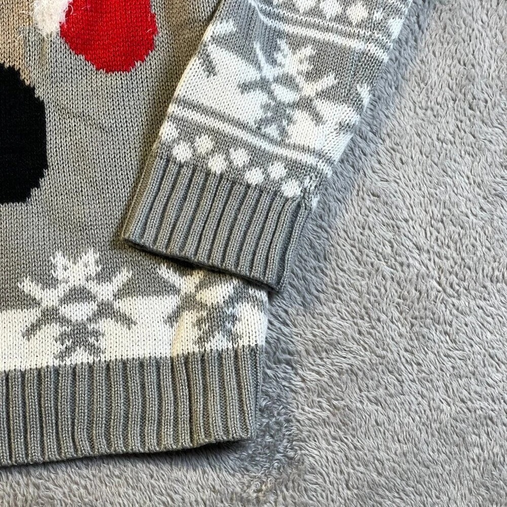 Derek Heart Womens Christmas Ugly Sweater Pullover Snowflakes L Gray Ribbed