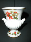 Vintage Flambro Christmas Rose Small Vase 3.75" Tall Euc