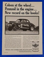 1963 PENNZOIL RON COLSON 1941 STUDEBAKER W/ CORVETTE ENGINE ORIGINAL PRINT AD