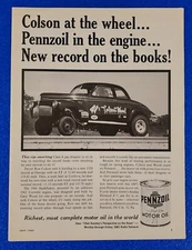 1963 PENNZOIL RON COLSON 1941 STUDEBAKER W/ CORVETTE ENGINE ORIGINAL PRINT AD