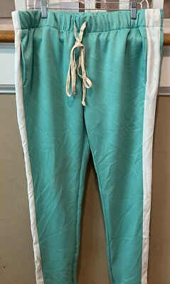 EPTM ''NEW'' Mens Ankle Zip Techno Track Pants Sz XXL Mint/Wht Stripe New-w-Tags.