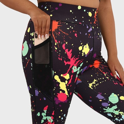 Graffiti Plus Size Women Leggings Push Up Pocket Yoga Gym Workout Clothing L-4XL - Picture 4 of 8