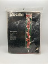 Bucilla Jeweled Felt Panel Kit Vintage Christmas Merry Christmas Craft NOS