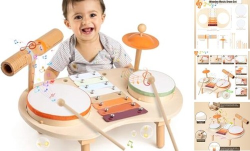 Drum Set for Toddlers 3+ Year Old Boys Girls Baby Wooden Musical Instruments