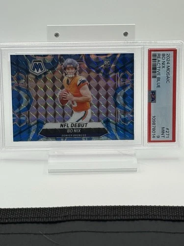 2024 Panini Mosaic - NFL Debut Bo Nix #271 Reactive Blue Mosaic Prizm (RC) PSA 9