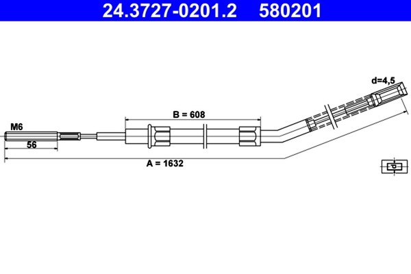 Bremsseil Seilzug Feststellbremse ATE 24.3727-0201.2 FüR BMW E30 E21 3Er 315 316-image