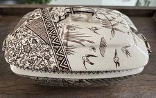 Antique Burmah W.H. Crindley & Co. Tunstall Brown Soup Tureen And Lid (Read)