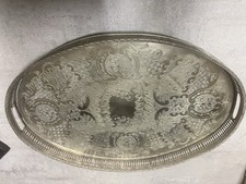 Vintage grande Vassoio Decorato Ovale con piedini bordo alto Raro Peso Kg. 1,600