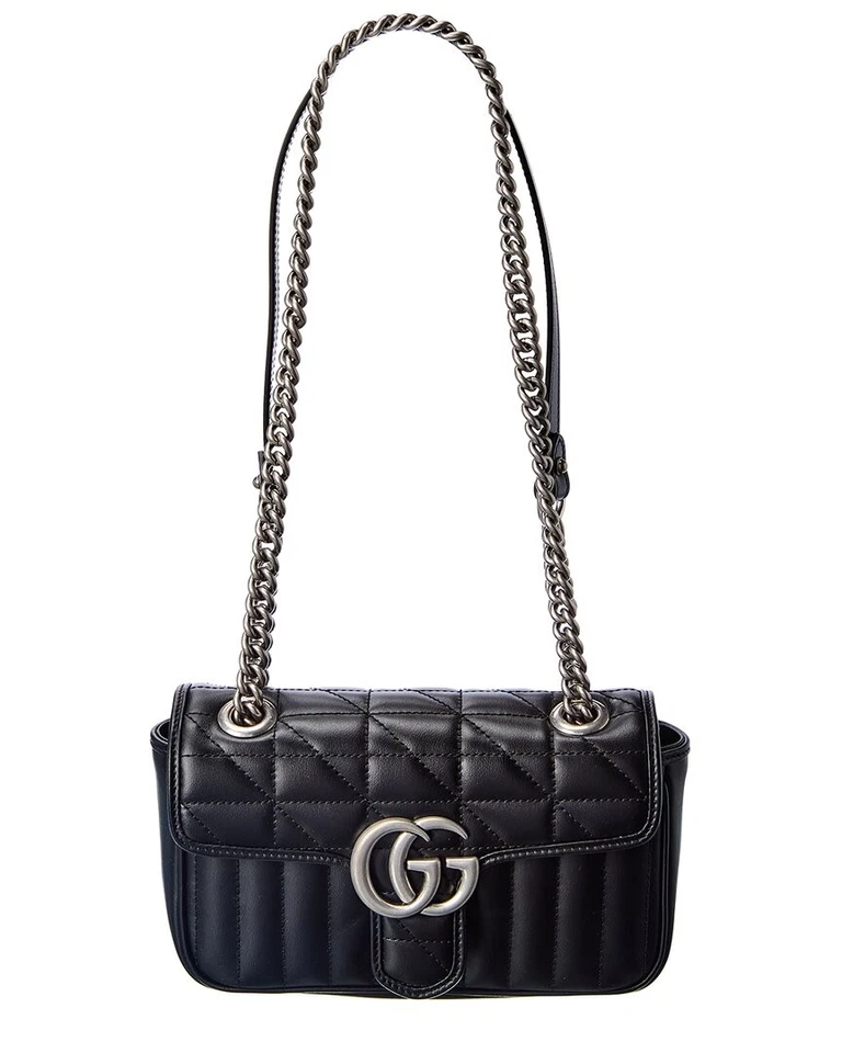Bolso de hombro Gucci Gg Marmont Mini Matelasse de cuero negro para mujer
