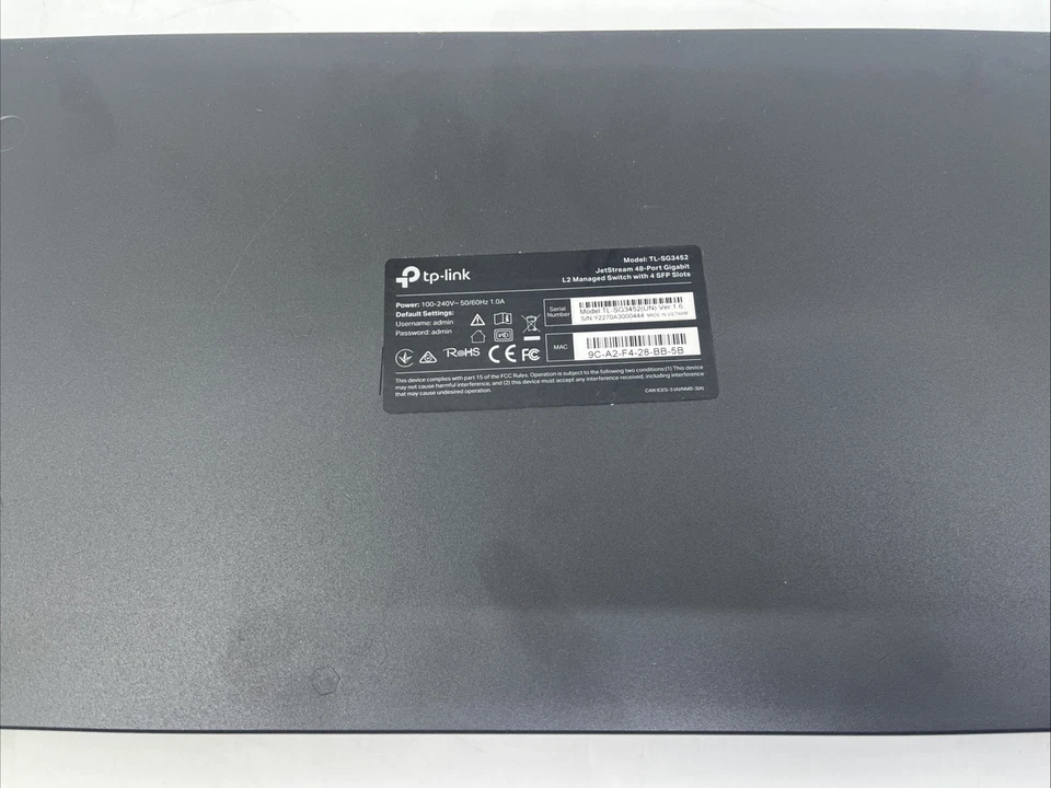 TP-Link TL-SG3452 - JetStream 48-Port Gigabit L2 Managed Switch with 4 SFP Slots - Image 4 of 4