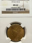1914 D - US Gold $10 Indian Eagle - NGC MS62 - No Reserve - True Auction