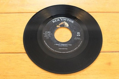 Vintage Jim Reeves RCA Victor 45 RPM Vinyl I Won't Forget You