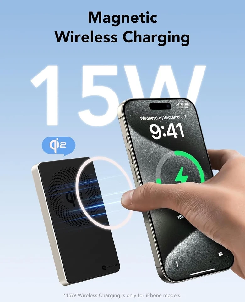 MagSafe Battery Pack Qi2 Certified 8000mAh –Fast Charging Wireless ~ Desert Gold - Image 2 of 4