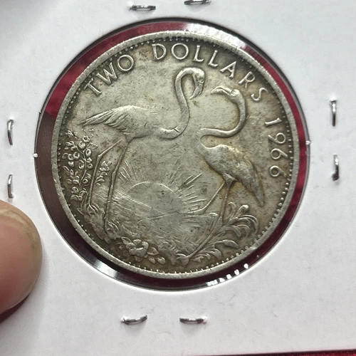 1966 Bahamas 2 Dollars VICTORIA DEI GRA BRITT - Picture 2 of 4