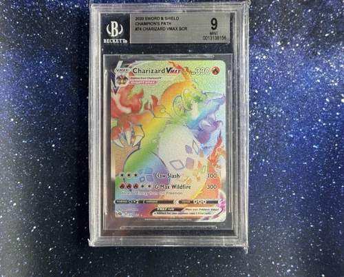 BGS 9 MINT Pokemon Champion Path Secret Rare Rainbow Charizard VMAX 074/073