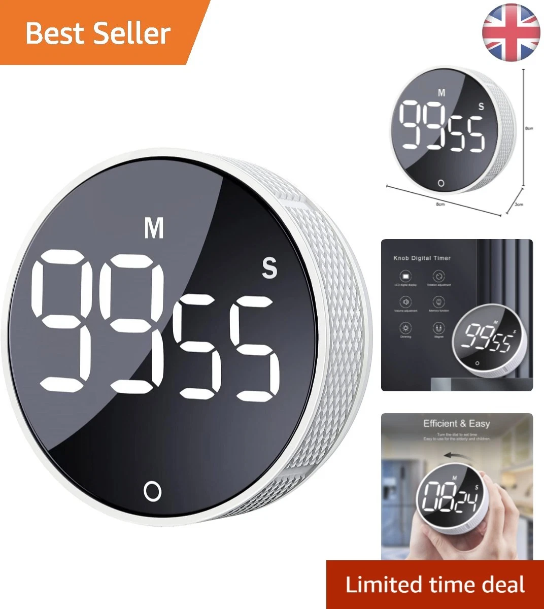 User-Friendly Digital Timer for Cooking, Fitness, & Kids – Adjustable Brightness