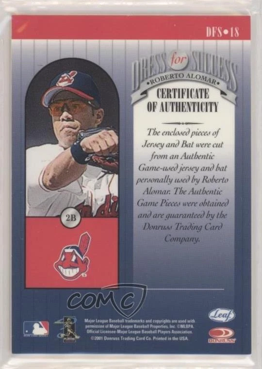 2001 Leaf Rookies & Stars Dress For Success Roberto Alomar #DFS-18 HOF - Image 2 of 2