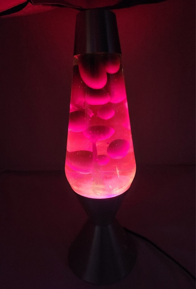 A genuine vintage maroon/red lava lamp (Model 5200) — the OG mood-setter that no LED strip light will ever replicate.