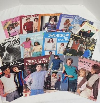Vintage 80s Sweater Knitting/Knit/Crochet Pattern/Book LOT Leisure Arts/Bernat