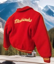 1970's Vintage Red Baldwin Blackhawks Lettermen Jacket Girls Size 20 High School