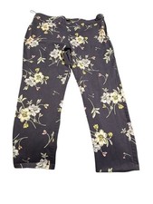 F F Floral Crop Trousers Jeggings 18 Navy Blue Wide Leg 26" Inside Leg
