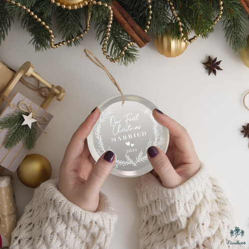 Engagement Gifts for Couples, Our First Christmas Married Ornament 2024, Firs... - Picture 6 of 6