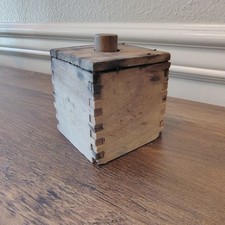 Molde de mantequilla cuadrado de madera primitivo cola de milano pátina muy querida granja de colección
