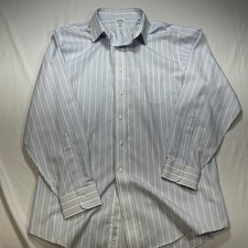 Brooks Brothers Regent Dress Shirt Mens 16 -34 Blue Striped Long Sleeve