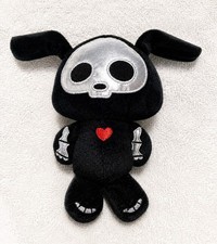 Skelanimals Plush Black Skeleton Dog by Fiesta Stuffed Animal Red Heart Toy