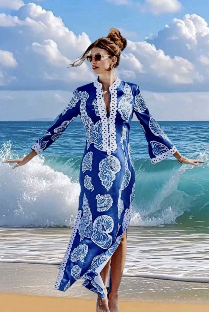 chinese dress ladies Ilima Flower Lei Caftan Hawaiian Dress – Shaka Time Hawaii