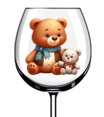 12x bunte Vatertag Teddybär Vinyl Aufkleber Abziehbild Becher Weinglas Eimer