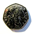 COINS, GREAT BRITAIN, 50 PENCE, BENJAMIN BUNNY, 2017, VF