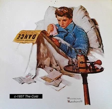 1996 NORMAN ROCKWELL PRINT 1937 "THE COLD" 11 X 10 1/2