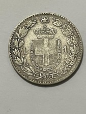 👀ITALY 1887 1 LIRA SILVER COIN NICE GRADE RARE ANTIQUE  👀