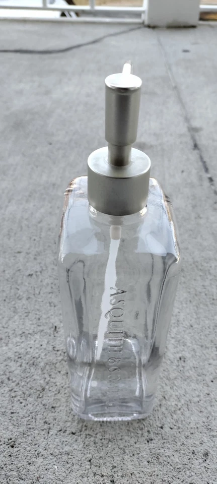 ASQUITH & SOMERSET Dispensador de jabón/loción de vidrio transparente vacío con bomba plateada, ¡Nuevo! Foto 2 de 4