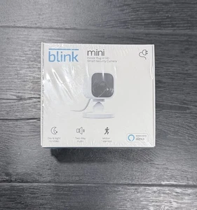 Blink Mini Plug-in intérieur HD Smart Security Camera White Nouveau Open Box Expédié gratuitement
