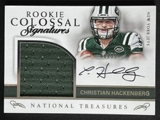 Christian Hackenberg 2016 National Treasures Rookie Colossal Jersey Auto RC /99