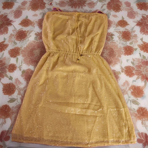 UNDERCOVER Abito paillettes giallo chiaro Victorias Secret marca:Ludi nuovo con etichette RARISSIMO S può adattarsi M