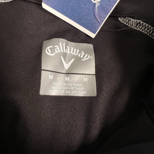 Callaway NWT Black Quarter Zip Stetchy White Stitching Long Sleeve Men's Medium - Picture 2 of 10